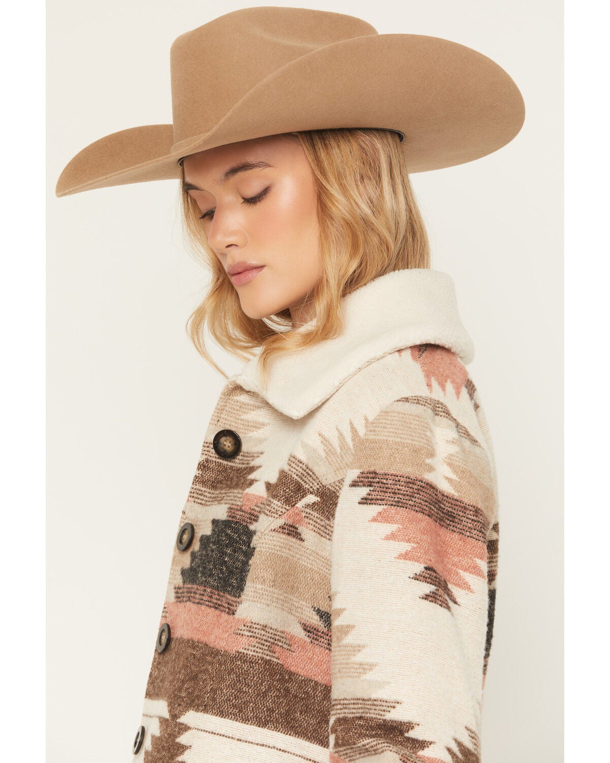 Image #2 - Panhandle Slim Women's Southwestern Print Button-Down Coat, Brown, hi-res