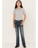 Image #1 - Grace in LA Girls' Medium Wash Horse Outline Bootcut Jeans, Blue, hi-res
