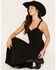 Image #1 - Lovestitch Women's Sleeveless Snap Front Midi Dress, Black, hi-res