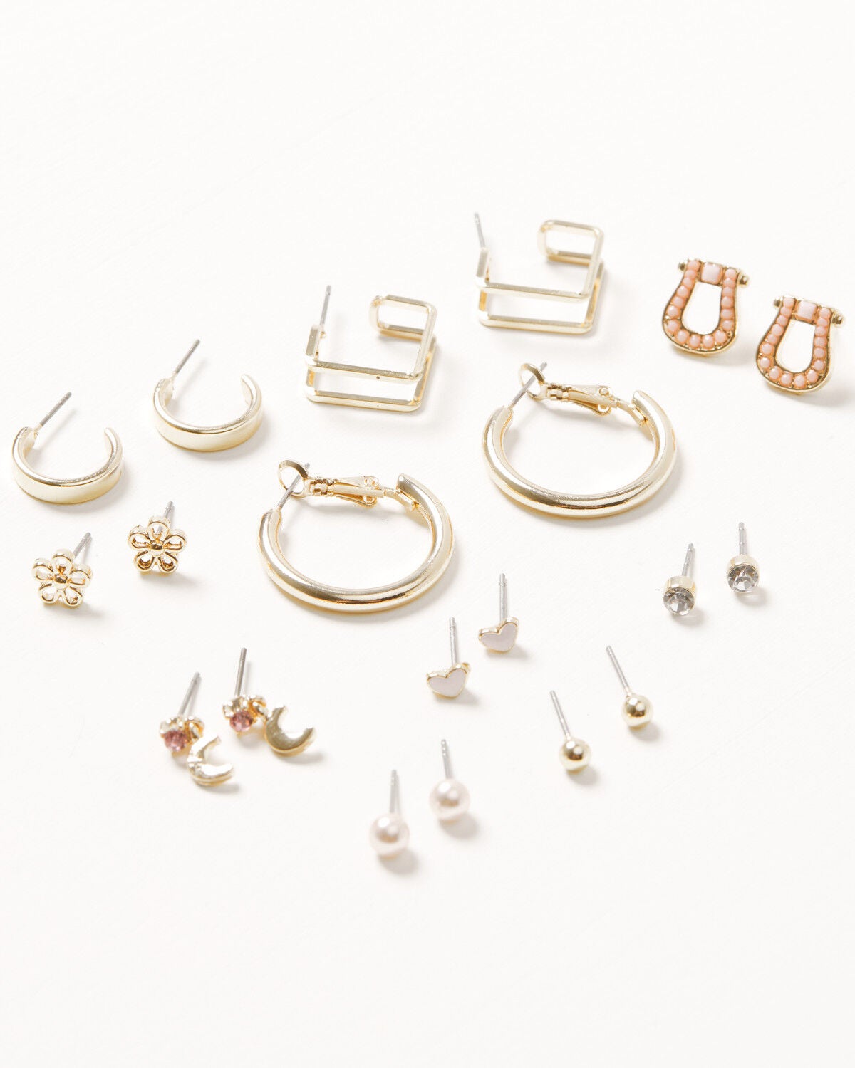 Image #1 - Shyanne Women's Multi Stud and Hoop Earring Set - 10 Piece, Gold, hi-res