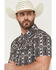 Image #2 - Rock & Roll Denim Men's Southwestern Print Short Sleeve Snap Stretch Western Shirt, Black, hi-res