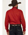 Image #4 - Roper Men's Amarillo Solid Long Sleeve Pearl Snap Stretch Western Shirt, Red, hi-res