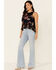 Image #2 - Patrons Of Peace Women's Floral Print Ruffle Trim Tank Top, Black, hi-res