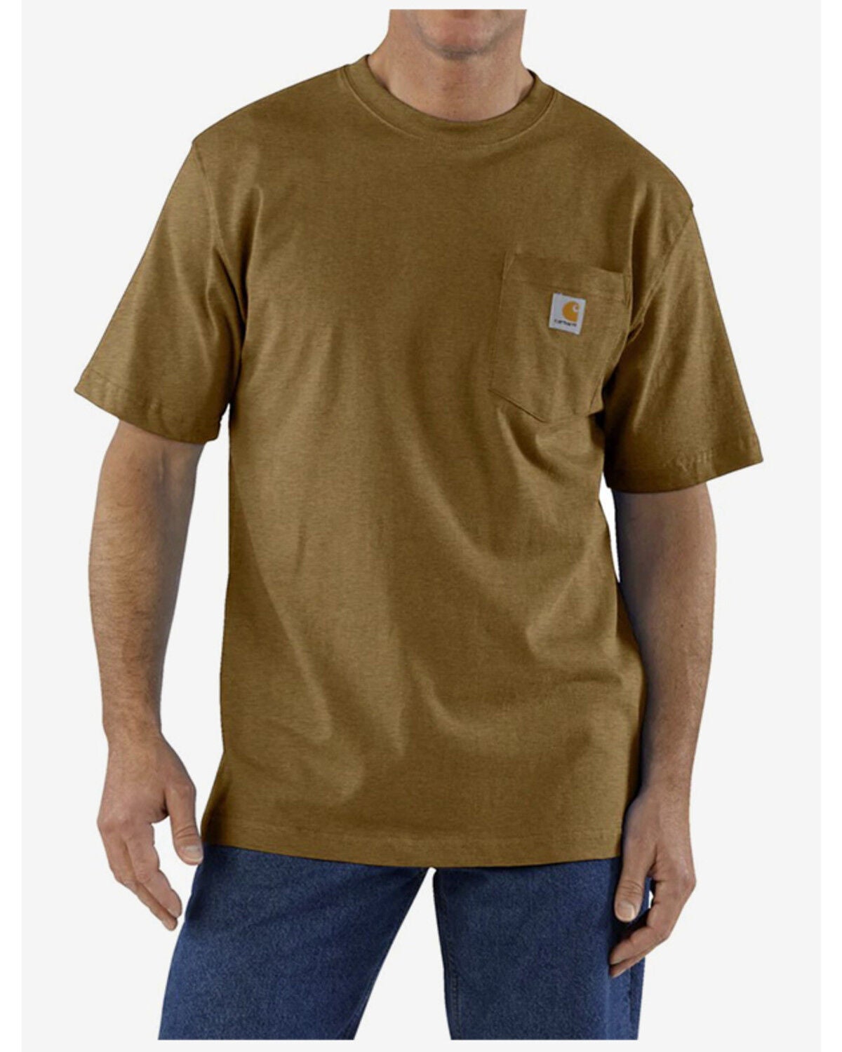 Carhartt Men's Iconic Short Sleeve Pocket Work Shirt, Brown, hi-res