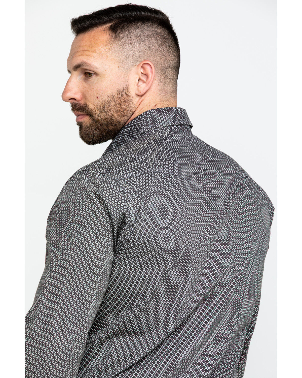 Image #2 - Rock & Roll Denim Men's Brown Washed Poplin Print Long Sleeve Western Shirt, Brown, hi-res