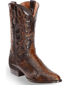 Dan Post Men's Chocolate Back Cut Python Cowboy Boots - Medium Toe, Chocolate, hi-res