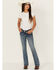 Image #3 - Grace in LA Girls' Medium Wash Floral Embroidered Stretch Bootcut Jeans, Medium Wash, hi-res
