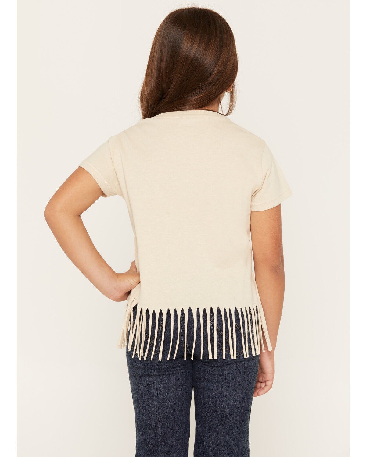 Image #4 - Shyanne Girls' Raised To Be Rowdy Short Sleeve Fringe Graphic Tee, Oatmeal, hi-res
