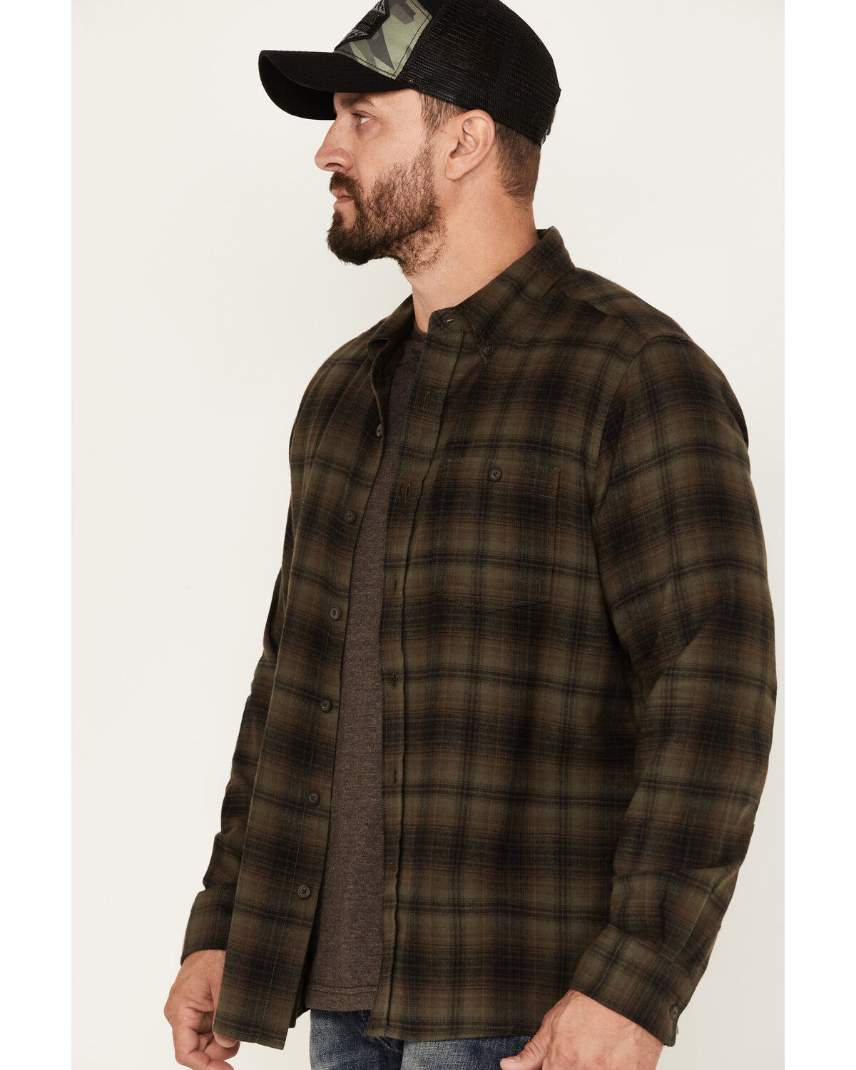 Image #2 - North River Men's Medium Plaid Print Long Sleeve Button-Down Flannel Shirt, Olive, hi-res
