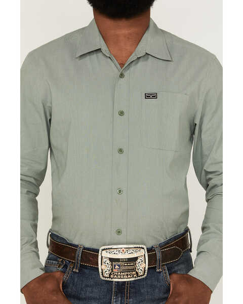 Image #3 - Kimes Ranch Men's Solid Linville Coolmax Button Down Western Shirt, Sage, hi-res