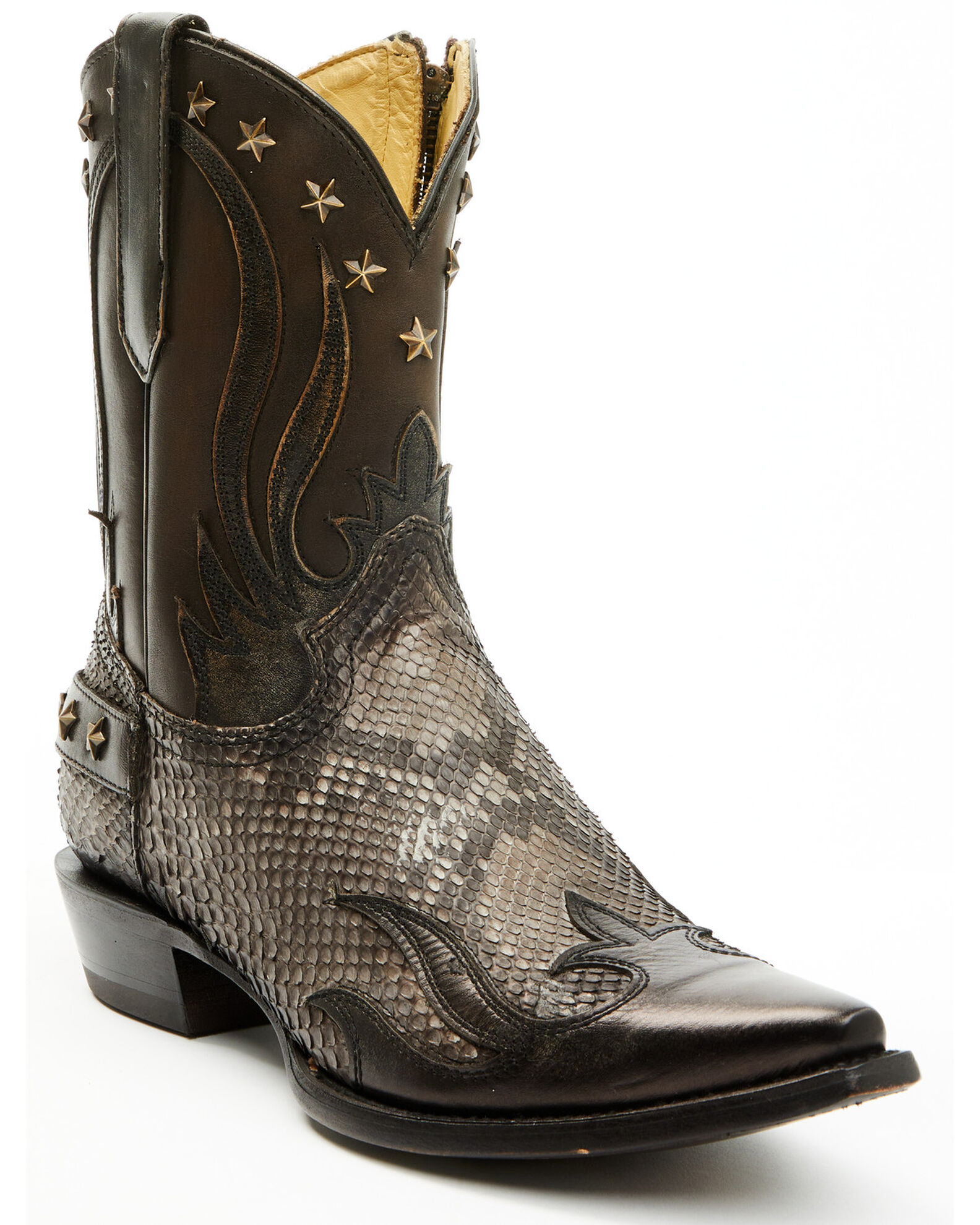 Image #1 - Corral Men's Exotic Python Overlay Short Western Boots - Snip Toe, Natural, hi-res