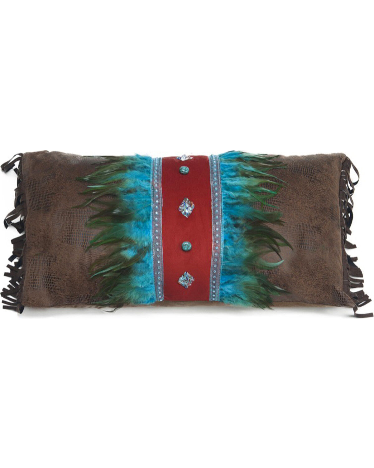 Image #1 - Carstens Turquoise Feather and Diamonds Pillow, Turquoise, hi-res