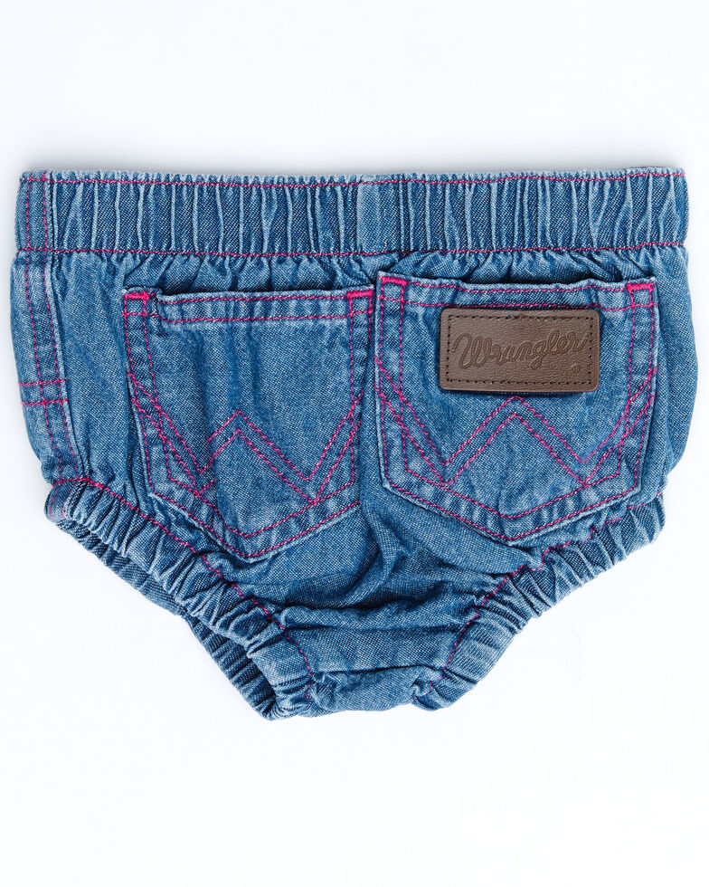 Wrangler Infant Girls' Denim Diaper Cover , Blue, hi-res