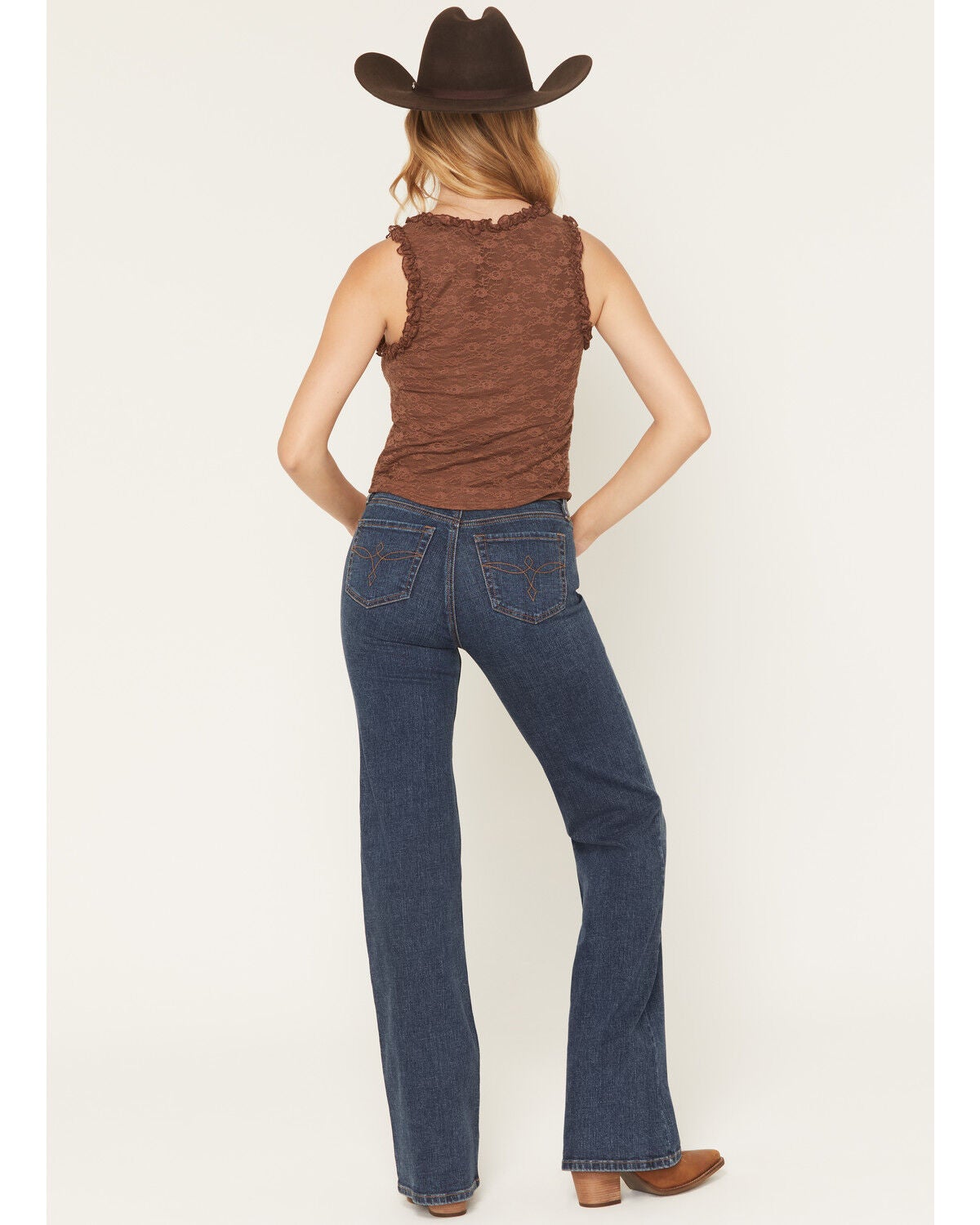 Image #3 - Shyanne Women's Balsam Dark Wash High Rise Slim Wide Leg Stretch Denim Jeans, Dark Wash, hi-res