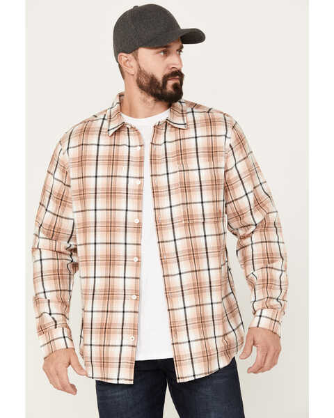 Brothers & Sons Men's Casual Plaid Long Sleeve Button-Down Western Shirt, Suntan, hi-res