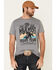 Rock & Roll Denim Men's Wild West Rodeo Tour Graphic T-Shirt , Grey, hi-res