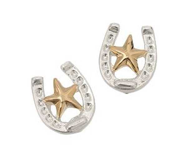 Image #1 - Montana Silversmiths Horseshoe & Star Earrings, Silver, hi-res