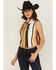 Image #1 - Wrangler Retro Women's Striped Print Sleeveless Snap Cropped Western Shirt, Tan, hi-res