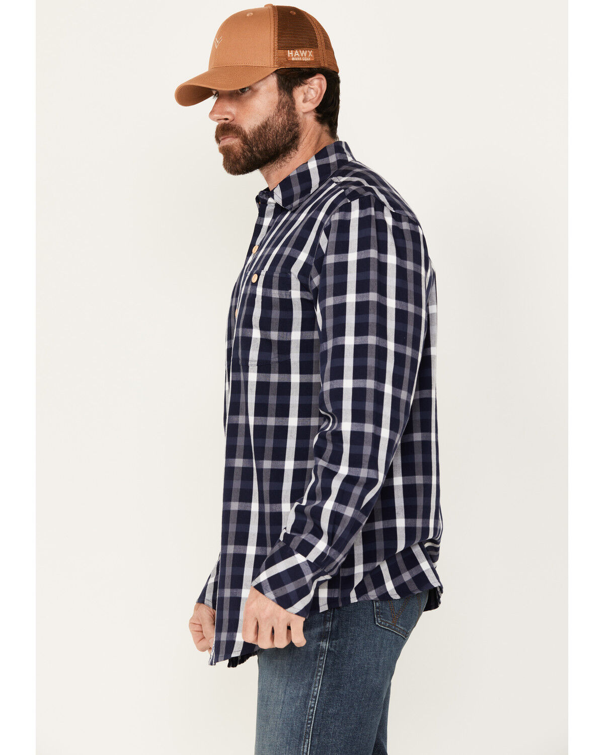Image #2 - Resistol Men's Glacier Plaid Long Sleeve Button Down Shirt, Navy, hi-res