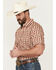 Image #2 - Cody James Men's Bridgestone Southwestern Striped Short Sleeve Button-Down Stretch Western Shirt, Tan, hi-res