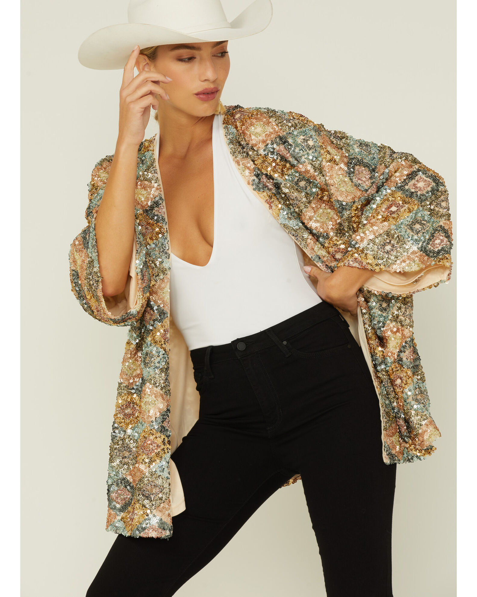 Sequin cardigan long hotsell