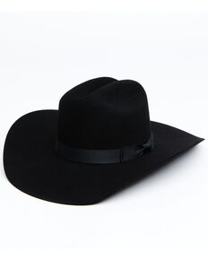 Serratelli Black 6X Cattleman Shovel Flange Fur Felt Western Hat , Black, hi-res