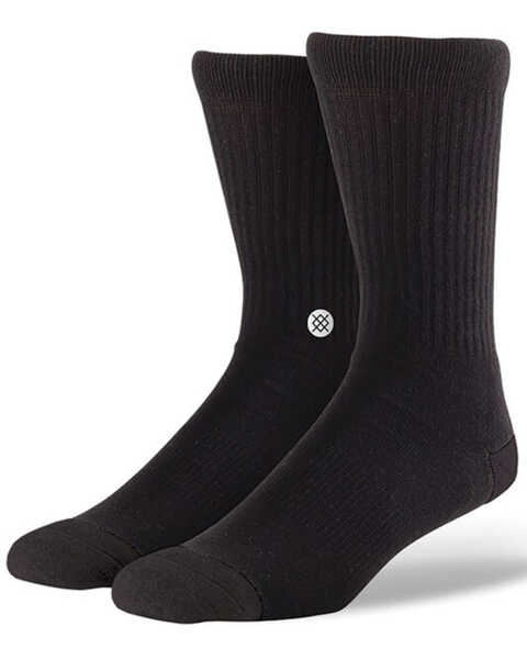Image #1 - Stance Men's Black 3-Pack Icon Crew Socks, Black, hi-res