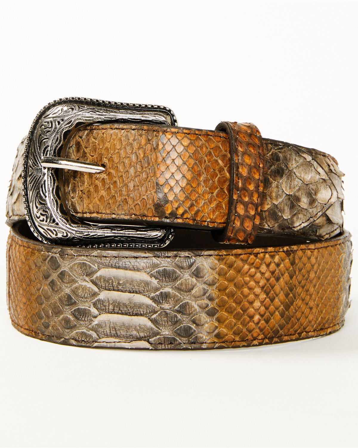 Cody James Men's Exotic Python Belly Belt, Brown, hi-res