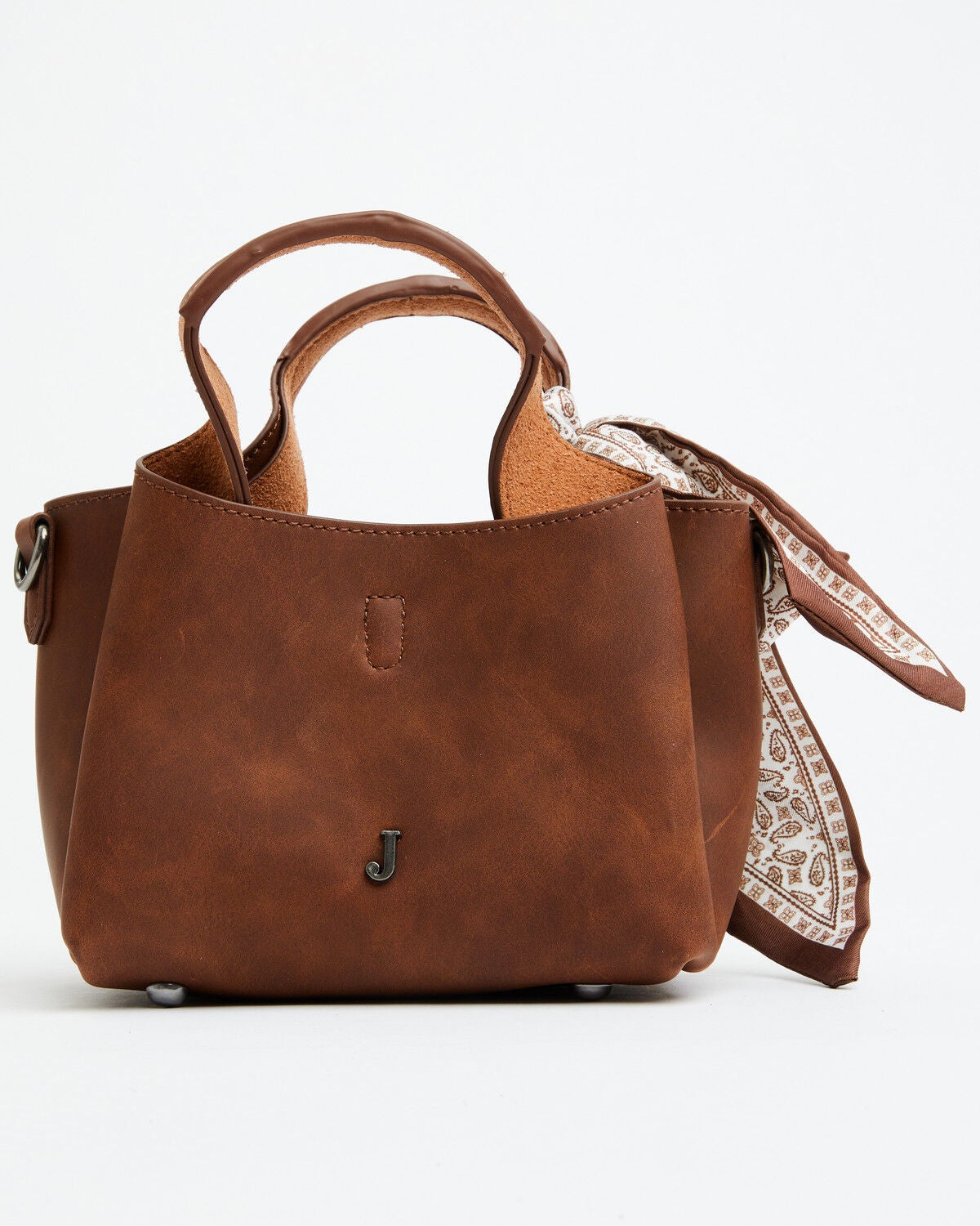 Image #1 - Justin Women's Signature Tiny Tote With Paisley Leather Scarf Crossbody Bag, Brown, hi-res
