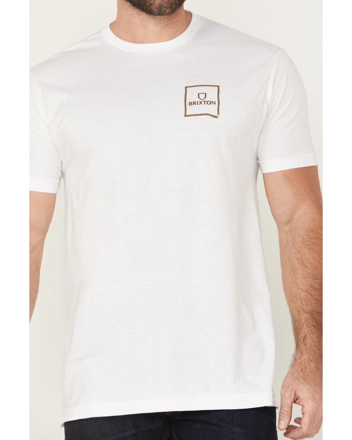 Image #3 - Brixton Men's Boot Barn Exclusive Alpha Square Lasso Short Sleeve Graphic T-Shirt, White, hi-res