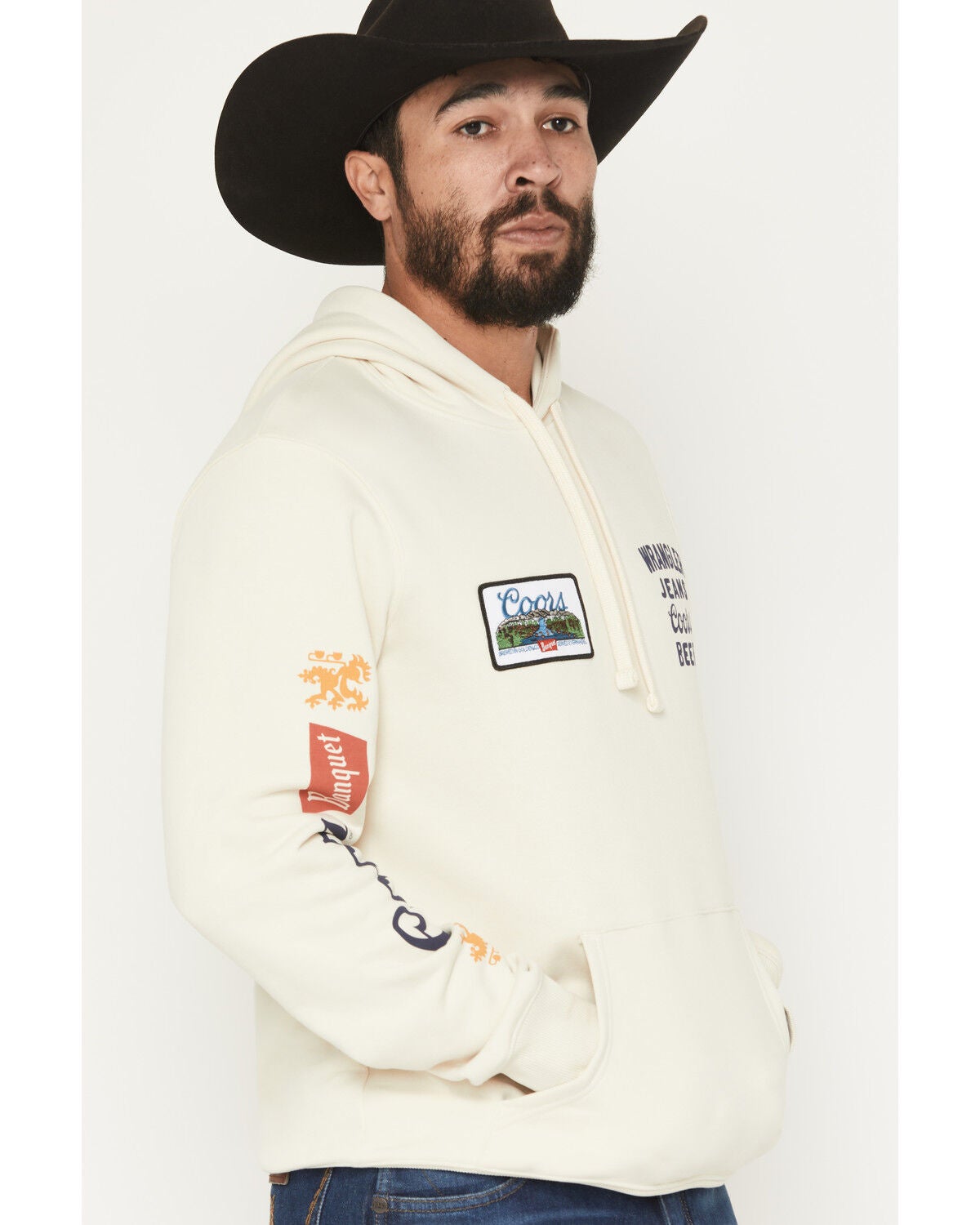 Image #2 - Wrangler X Coors Banquet Men's Logo Sleeve Hoodie, , hi-res
