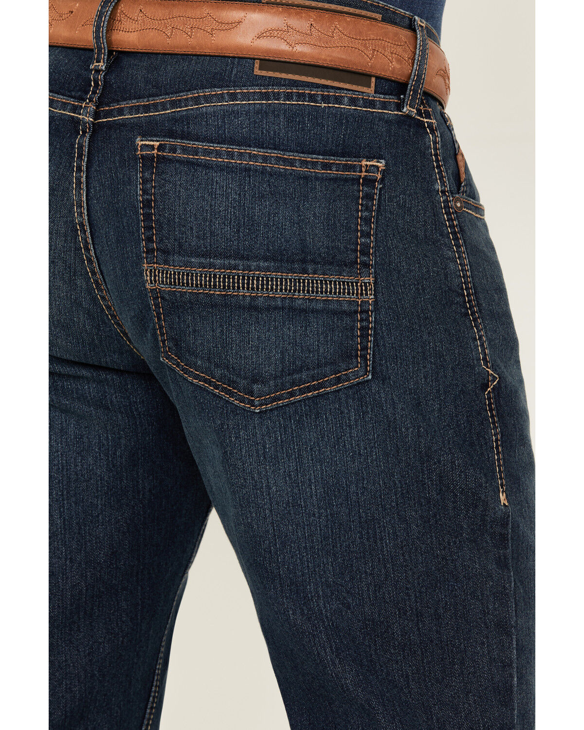 Image #4 - Ariat Men's M4 Dark Wash Colman Porter Relaxed Bootcut Stretch Denim Jeans, Dark Wash, hi-res