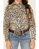 Image #3 - Cowgirl Hardware Girls' Leopard Print Long Sleeve Snap Western Shirt, Natural, hi-res