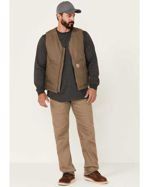 Image #2 - Carhartt Men's Dark Brown Washed Duck Sherpa Lined Vest, Brown, hi-res