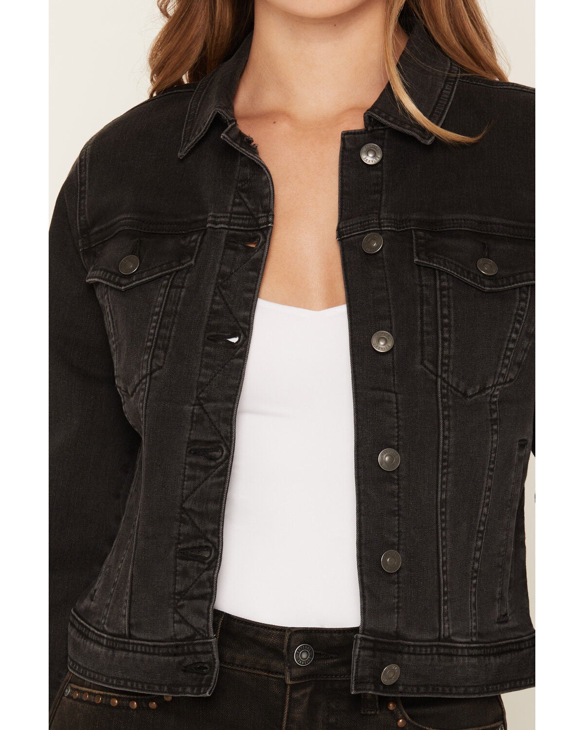 Image #3 - Shyanne Women's Wynona Button-Down Trucker Jacket, Black, hi-res