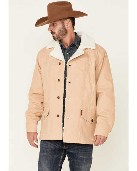 Cinch Men's Khaki Quilted Sherpa Lined Corduroy Button-Front Jacket , Beige/khaki, hi-res