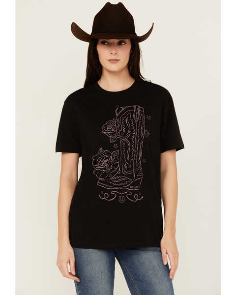 Ariat Women's Tall Boot Short Sleeve Graphic Tee , Black, hi-res