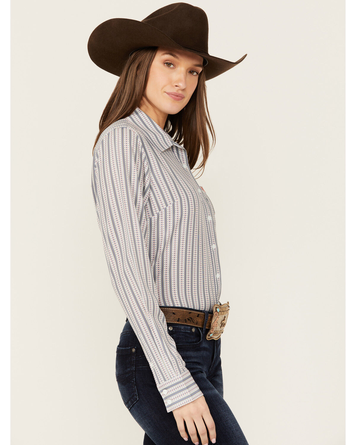 Image #2 - Cinch Women's ARENAFLEX® Striped Long Sleeve Button-Down Western Core Shirt, Multi, hi-res