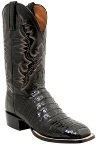 Lucchese Men's Handmade Caiman Tail Roper Boots - Square Toe, Black, hi-res