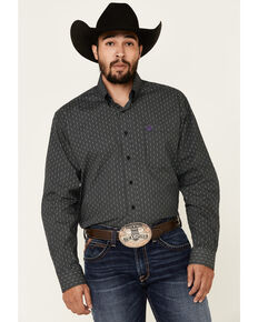 Cinch Men's Black Small Geo Print Long Sleeve Western Shirt , Black, hi-res