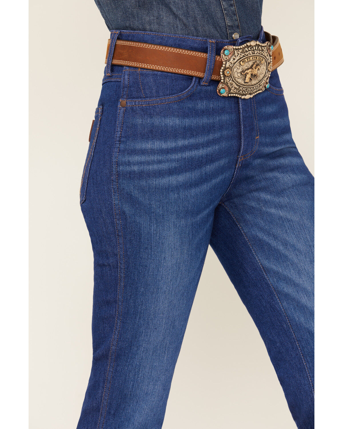 Image #2 - Wrangler Retro Women's Frances Medium Wash High Rise Trouser Stretch Denim Jeans, Medium Wash, hi-res