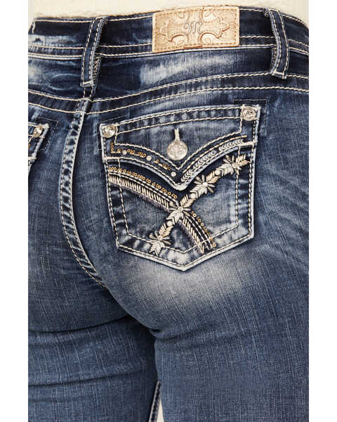 Image #2 - Miss Me Women's Dark Wash Braided Pocket Bootcut Stretch Denim Jeans , Dark Wash, hi-res