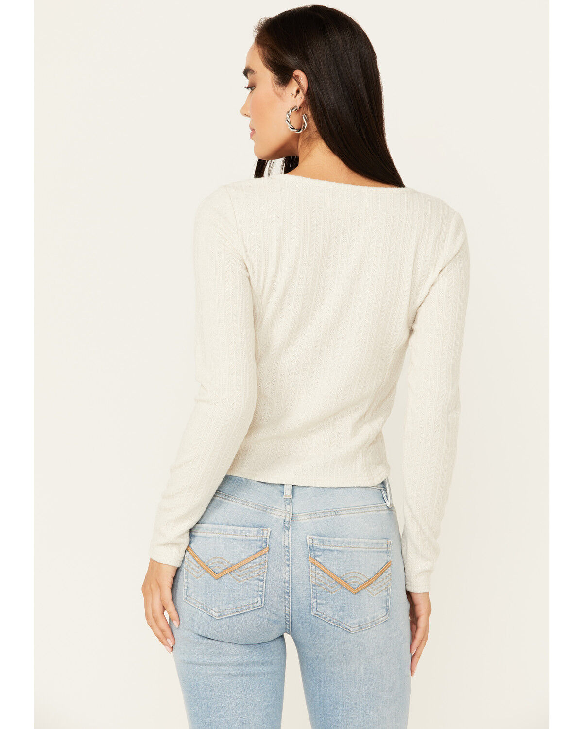 Image #4 - Idyllwind Women's Hummingbird Tie Front Long Sleeve Top, Stone, hi-res