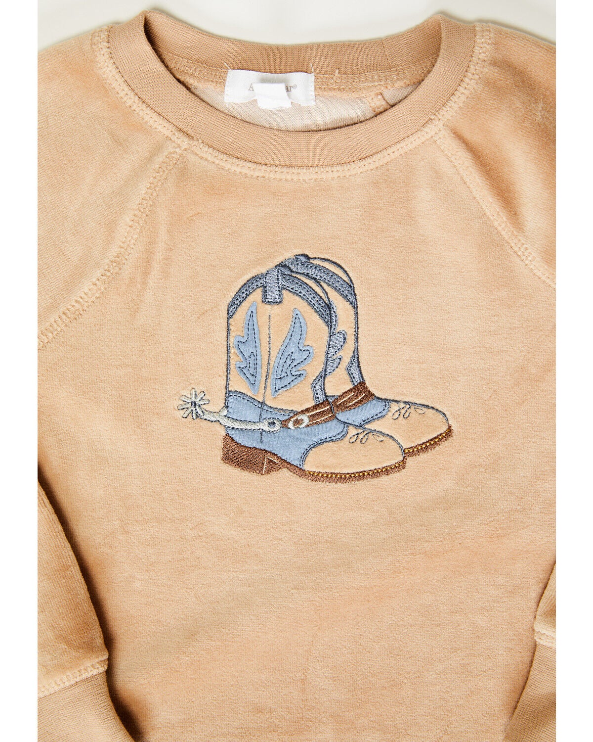 Image #3 - Angel Dear Toddler Boys' Cowboy Boots Velour Pullover Sweatshirt, Brown, hi-res