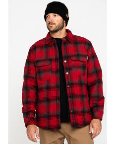 Hawx Men's Red Miller Plaid Flannel Quilted Shirt Work Jacket - Tall , Red, hi-res