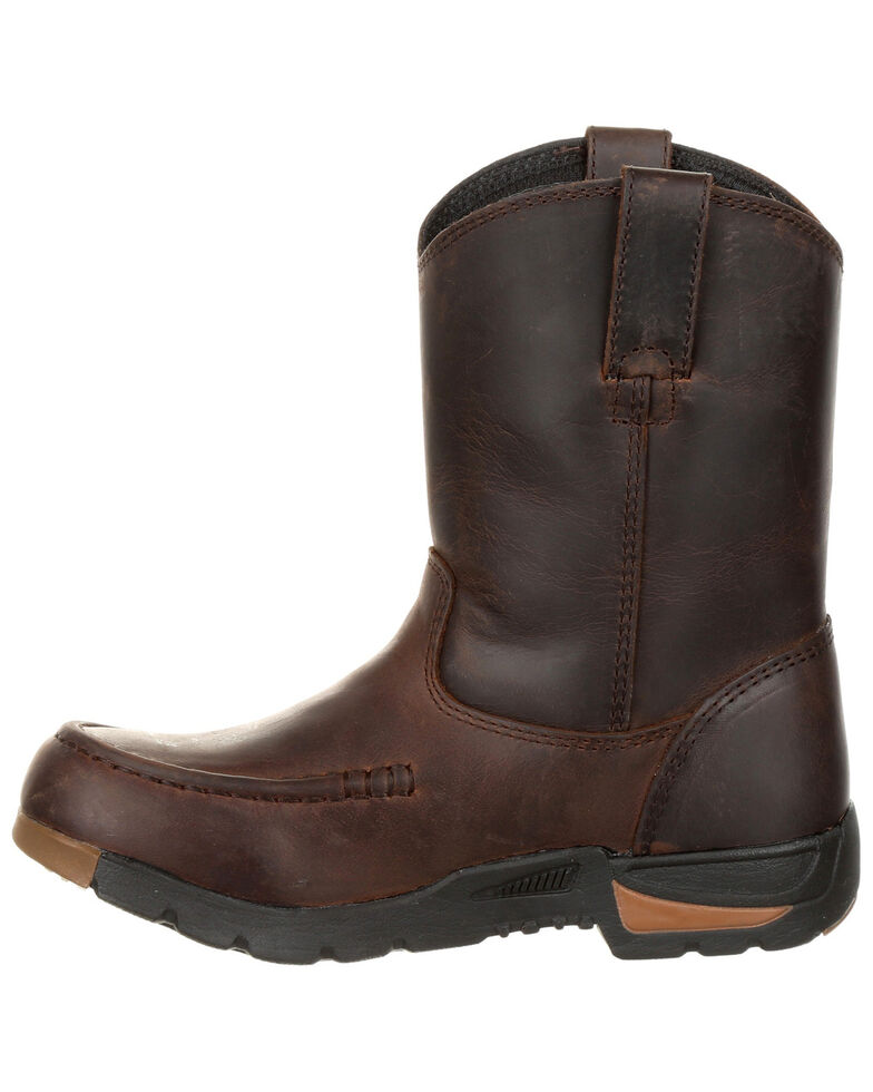 Georgia Boot Girls' Athens Pull-On Boots - Moc Toe, Brown, hi-res