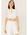 Image #1 - Z&L Women's Swiss Dot Costa Crop Top, White, hi-res