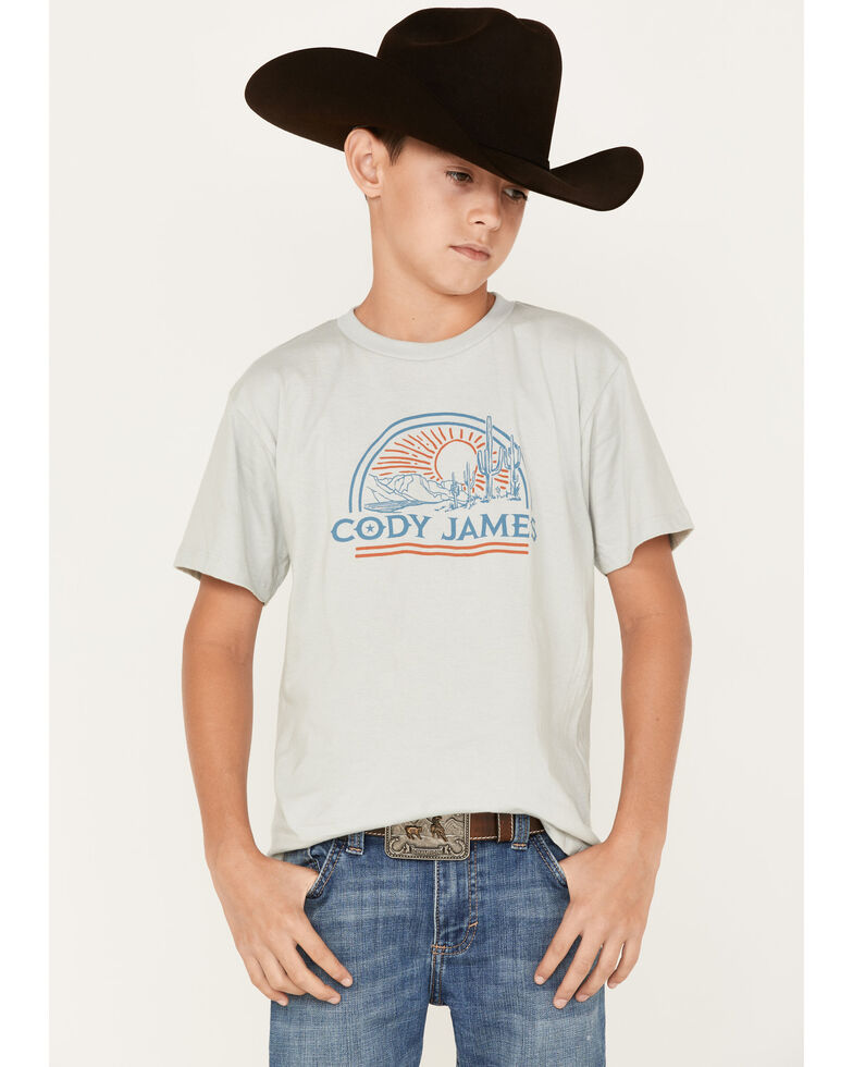 Cody James Boys' Scenic Lines Logo Graphic T-Shirt, Silver, hi-res