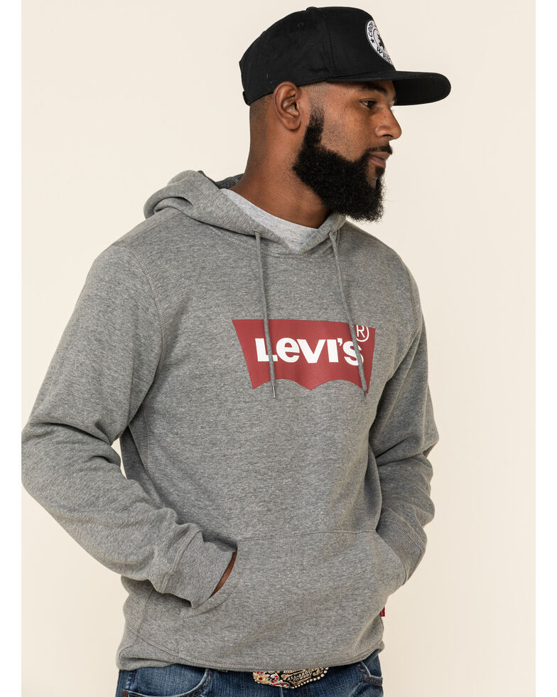 Levi's Men's Steel Grey Batwing Logo Graphic Hooded Sweatshirt , Grey, hi-res