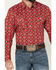 Image #2 - Rodeo Clothing Men's Southwestern Print Long Sleeve Pearl Snap Stretch Western Shirt, Red, hi-res